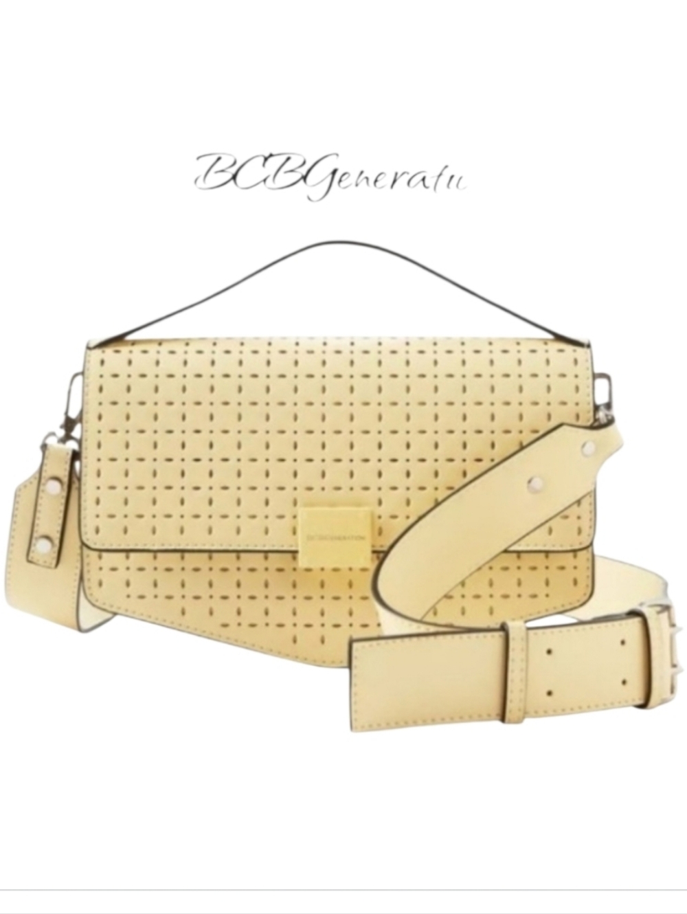 BCBGeneration Women's Lasercut Geo Top Handle Crossbody Bag - Faux Leather Pale